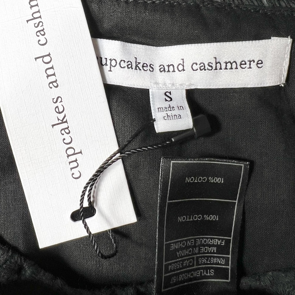 NWT Cupcakes and Cashmere Black Eyelet Lace Ruffle Tie Waist Mini Dress Small - Picture 14 of 14